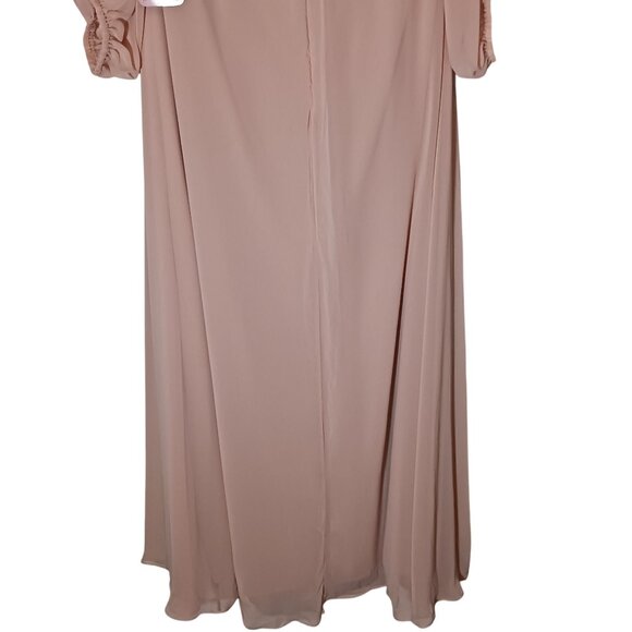 NEW Dessy Collection Off-the-Shoulder Puff Sleeve Maxi Dress Cameo Pink Size 20 - Picture 6 of 14